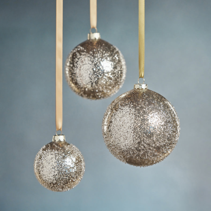 Golden Sugar Bead Glass Ball Ornament - Gold - Ornaments by Carlyle Avenue