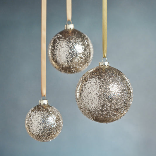 Golden Sugar Bead Glass Ball Ornament - Gold - Ornaments by Carlyle Avenue