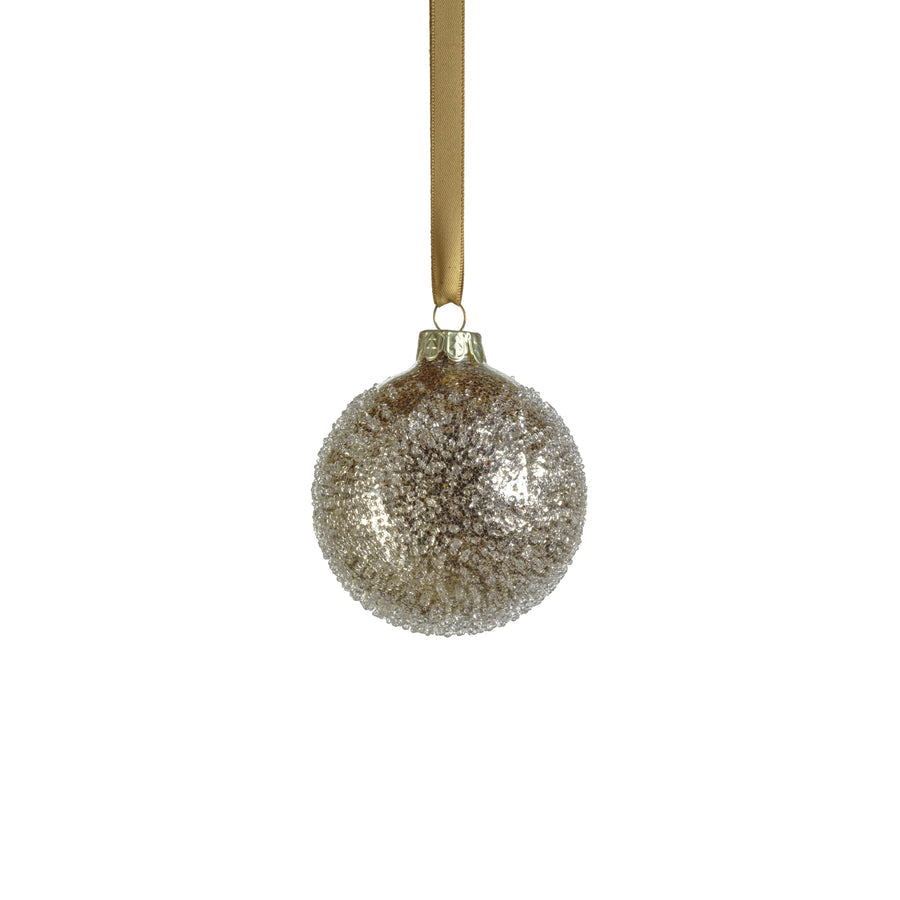 Golden Sugar Bead Glass Ball Ornament - Gold - Ornaments by Carlyle Avenue