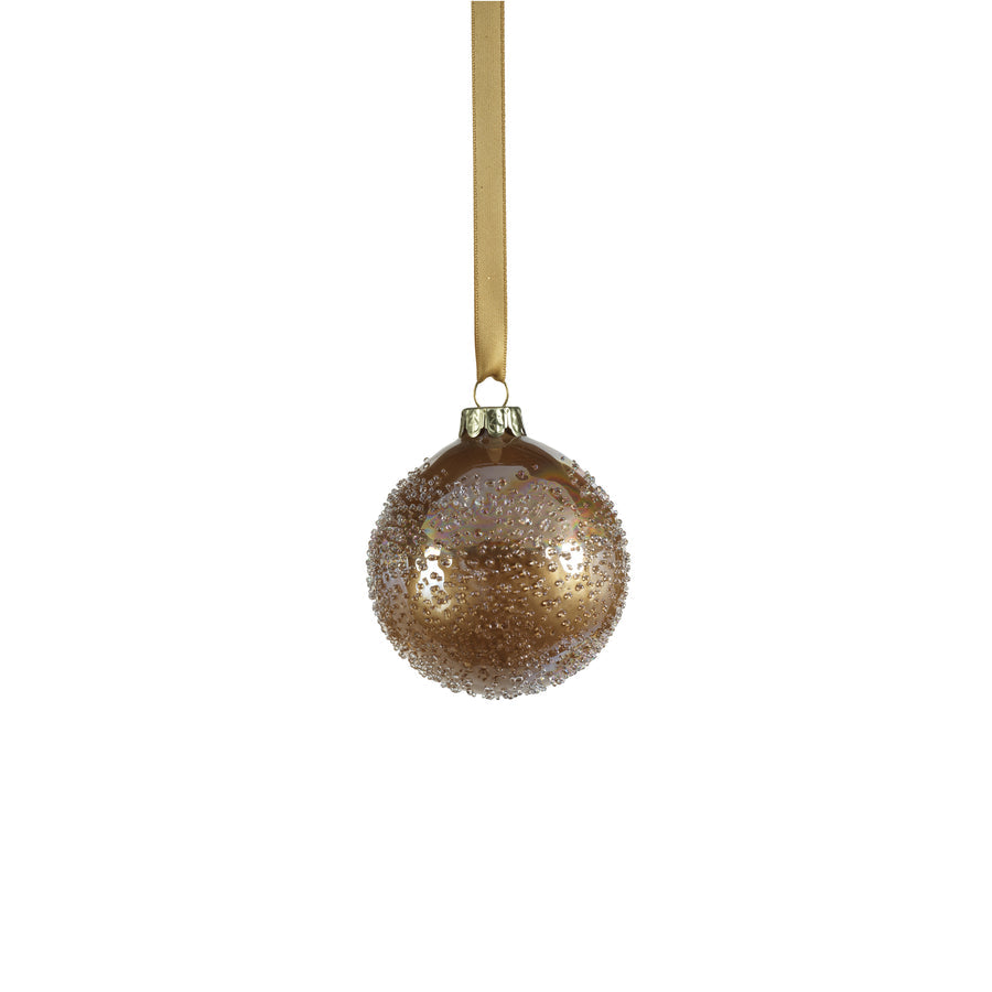 Golden Sugar Bead Glass Ball Ornament - Luster - Ornaments by Carlyle Avenue
