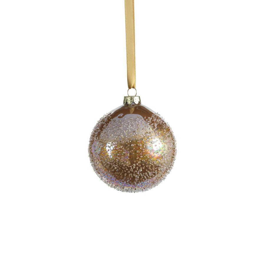 Golden Sugar Bead Glass Ball Ornament - Luster - Ornaments by Carlyle Avenue