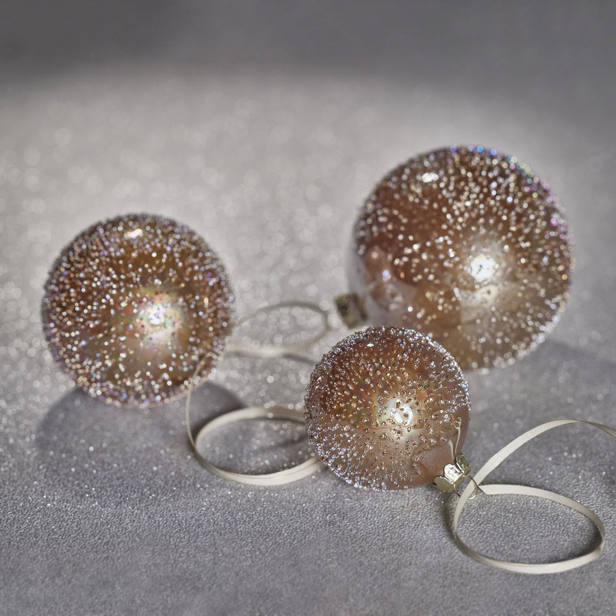 Golden Sugar Bead Glass Ball Ornament - Luster - Ornaments by Carlyle Avenue