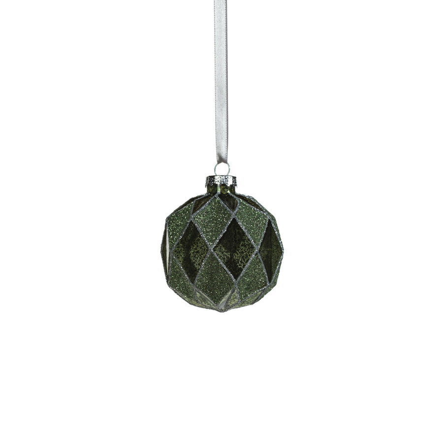 Harlequin Glass Ball Ornament - Tonal Green - Ornaments by Carlyle Avenue