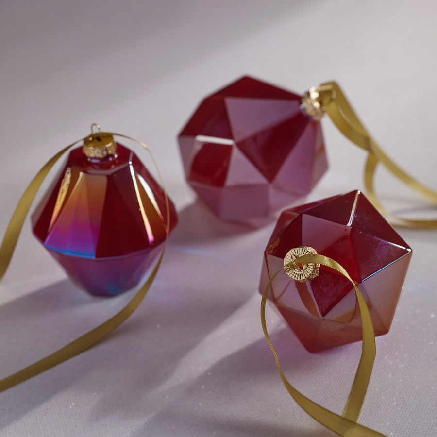 Faceted Glass Ornament - Red Luster - Ornaments by Carlyle Avenue