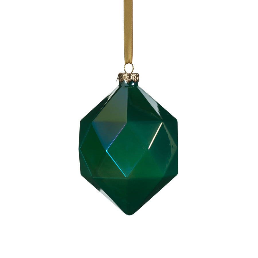 Faceted Glass Ornament - Green Luster - Ornaments by Carlyle Avenue