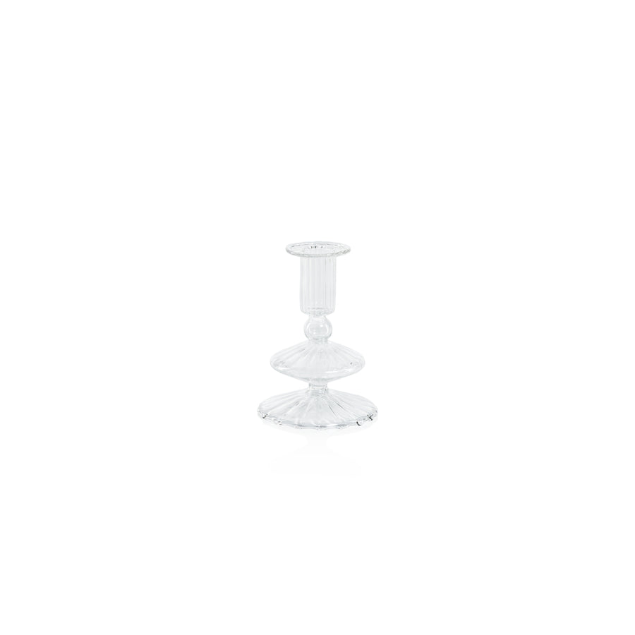 Lucerna Glass Taper Holder - Clear - Taper Holder by Carlyle Avenue