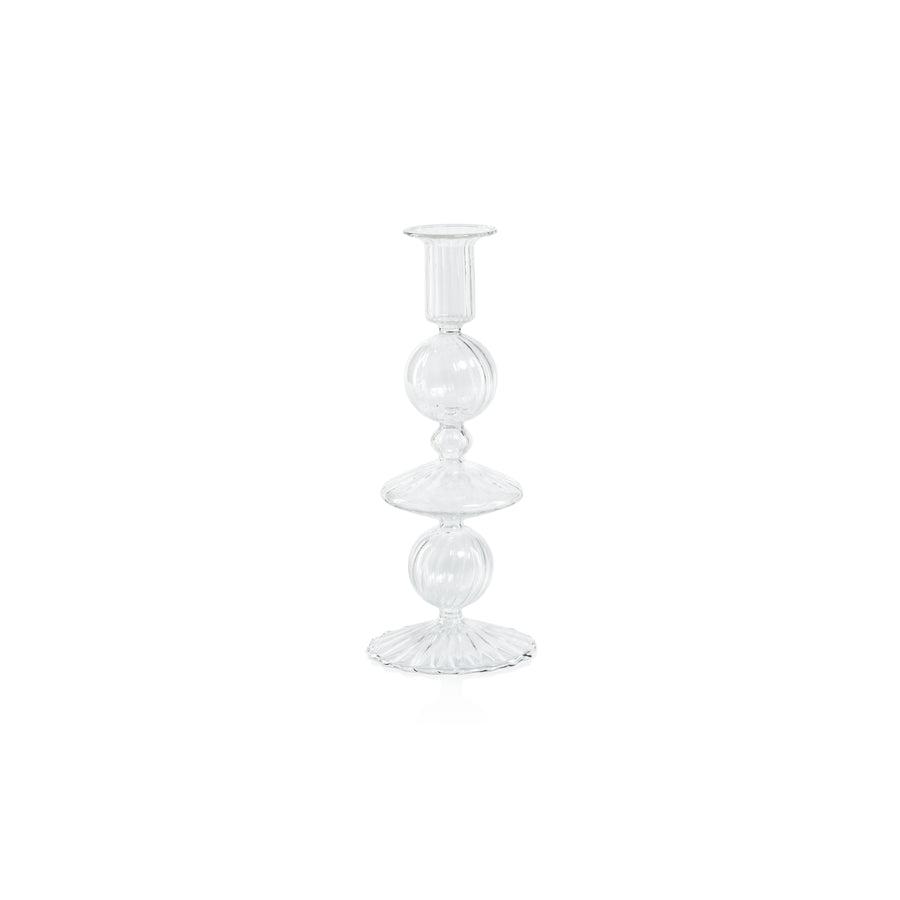 Lucerna Glass Taper Holder - Clear - Taper Holder by Carlyle Avenue