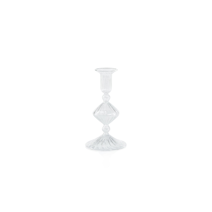 Candeliere Glass Taper Holder - Clear - Taper Holder by Carlyle Avenue