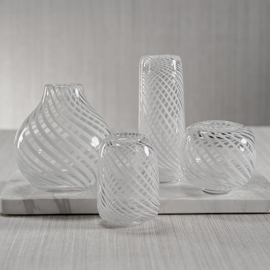 Claire Clear Bud Vases with White Swirl - Vases by Carlyle Avenue