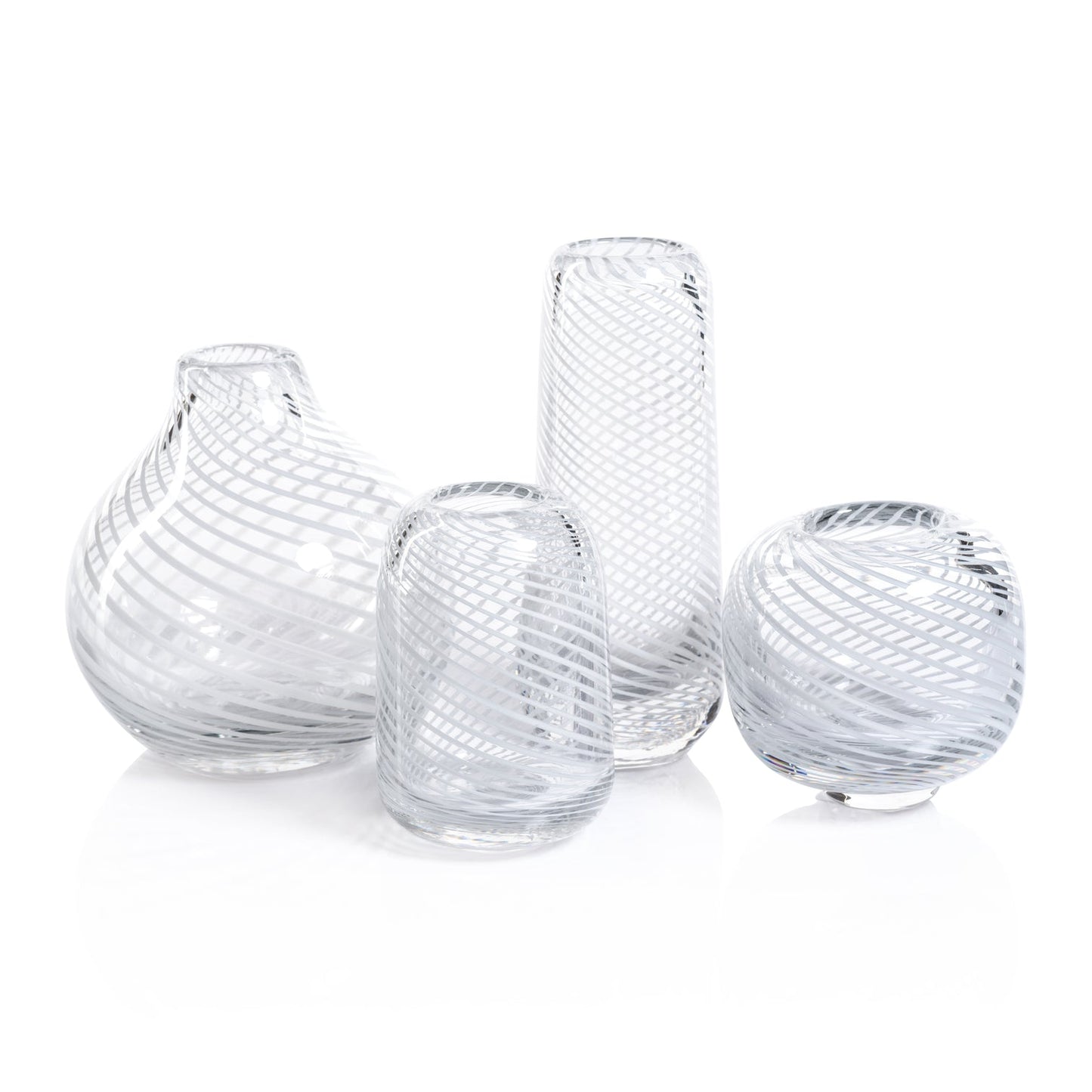 Claire Clear Bud Vases with White Swirl - Vases by Carlyle Avenue