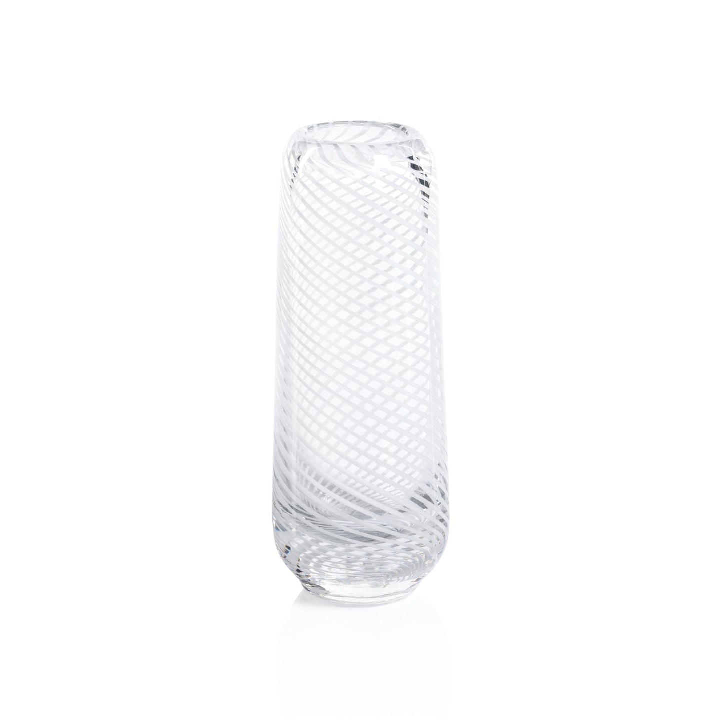Claire Clear Bud Vases with White Swirl - Vases by Carlyle Avenue