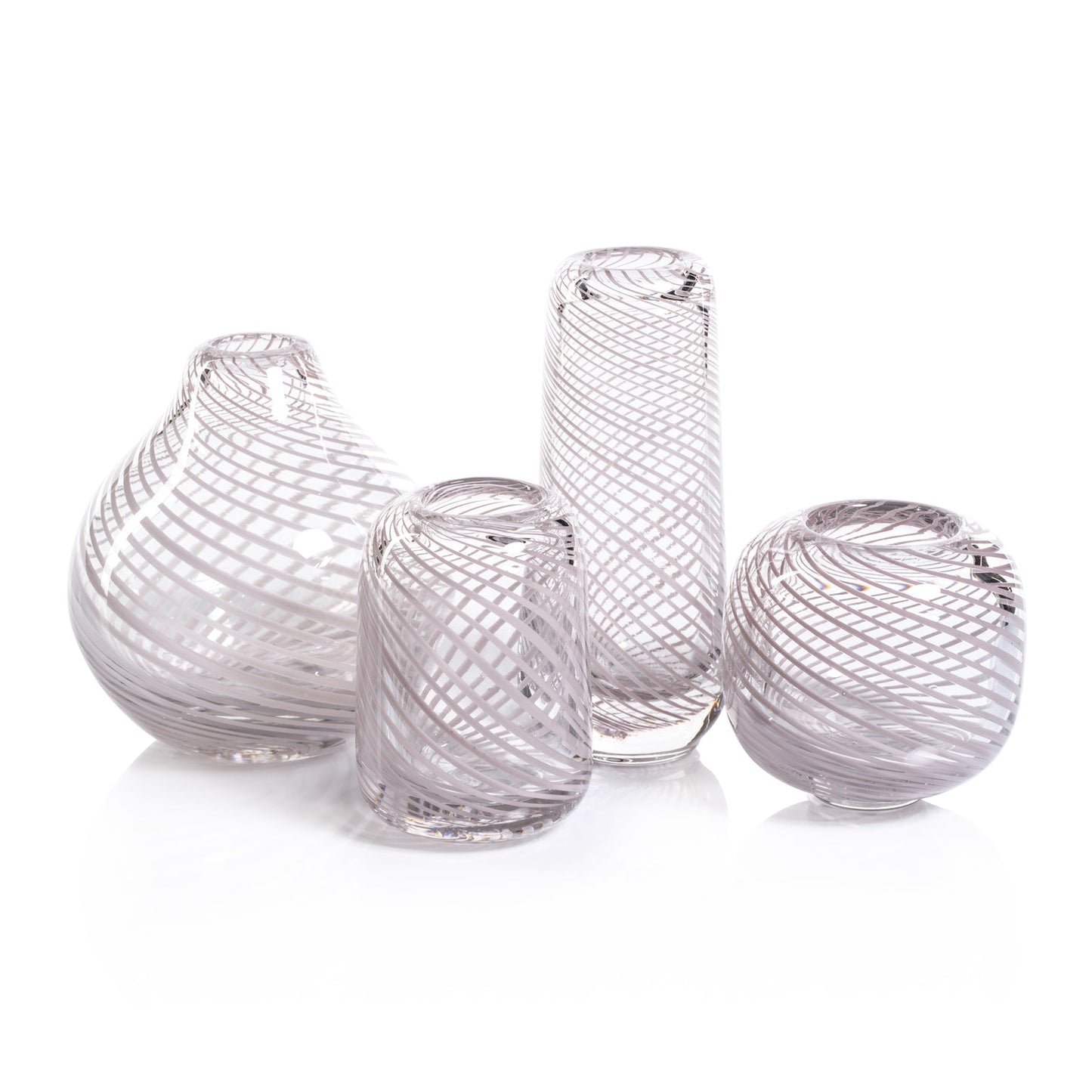 Claire Clear Bud Vases with Blush Swirl - Vases by Carlyle Avenue