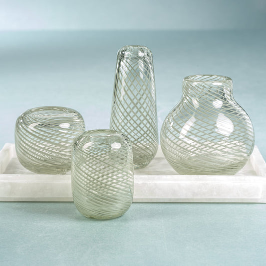 Claire Clear Bud Vases with Sea Green Swirl - Vases by Carlyle Avenue