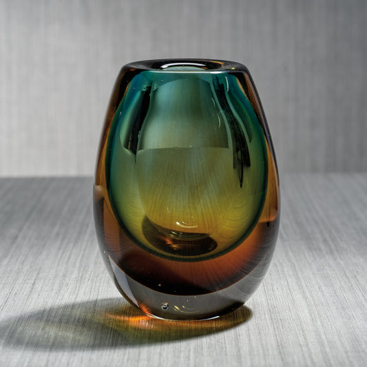 Handcrafted Crystal Bloom Vase - Aqua Blue & Yellow - Vases by Carlyle Avenue