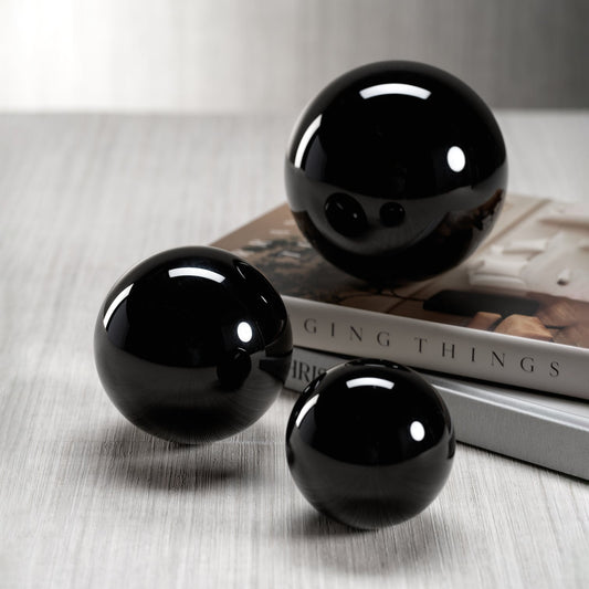 Noir Crystal Glass Fill Ball - Black - Decorative Accessories by Carlyle Avenue