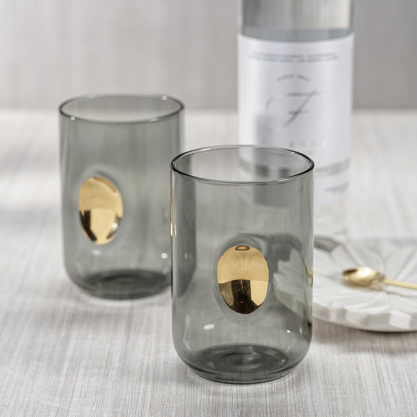 Aperitivo Tumbler with Gold Accent - Smoke - Set of 4 - Glassware by Carlyle Avenue