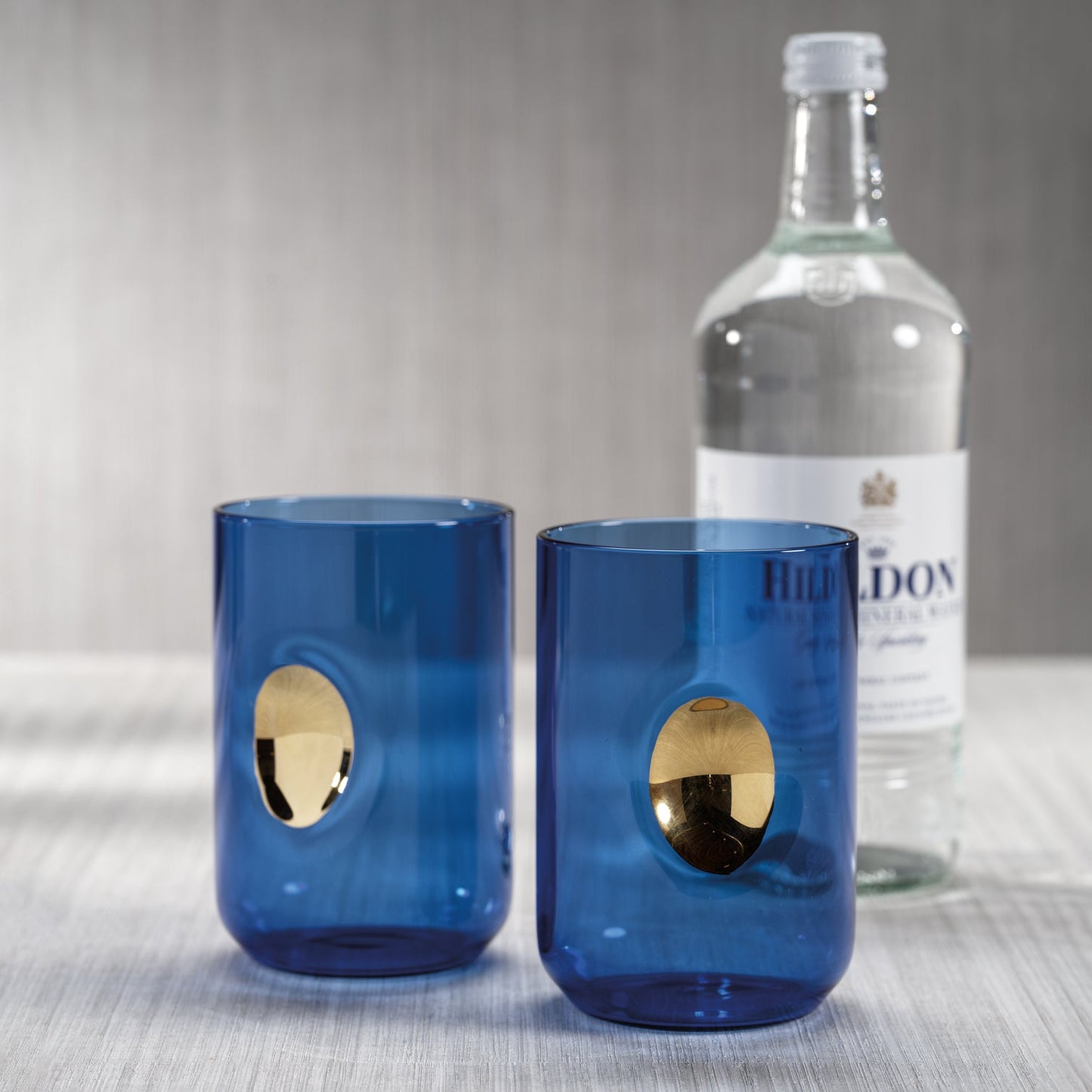 Aperitivo Tumbler with Gold Accent - Cobalt Blue - Set of 4 - Glassware by Carlyle Avenue