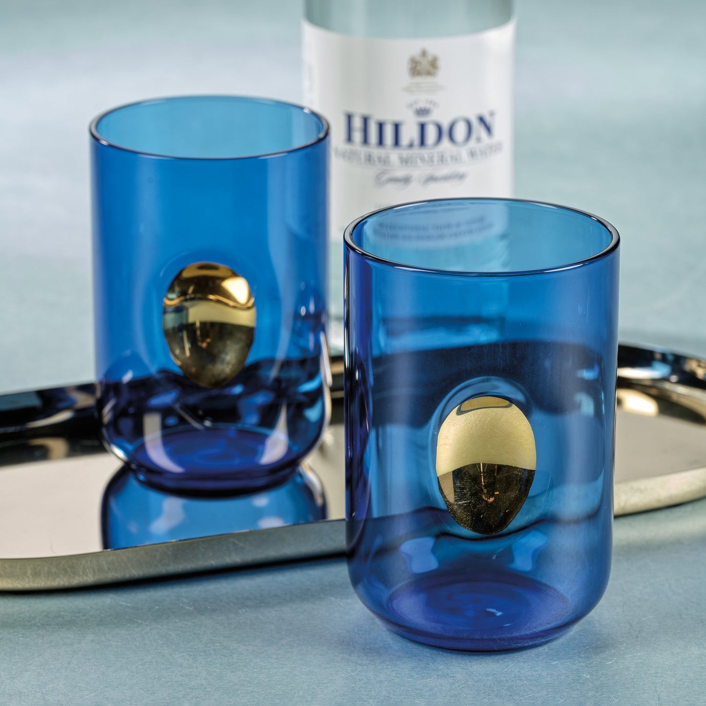 Aperitivo Tumbler with Gold Accent - Cobalt Blue - Set of 4 - Glassware by Carlyle Avenue