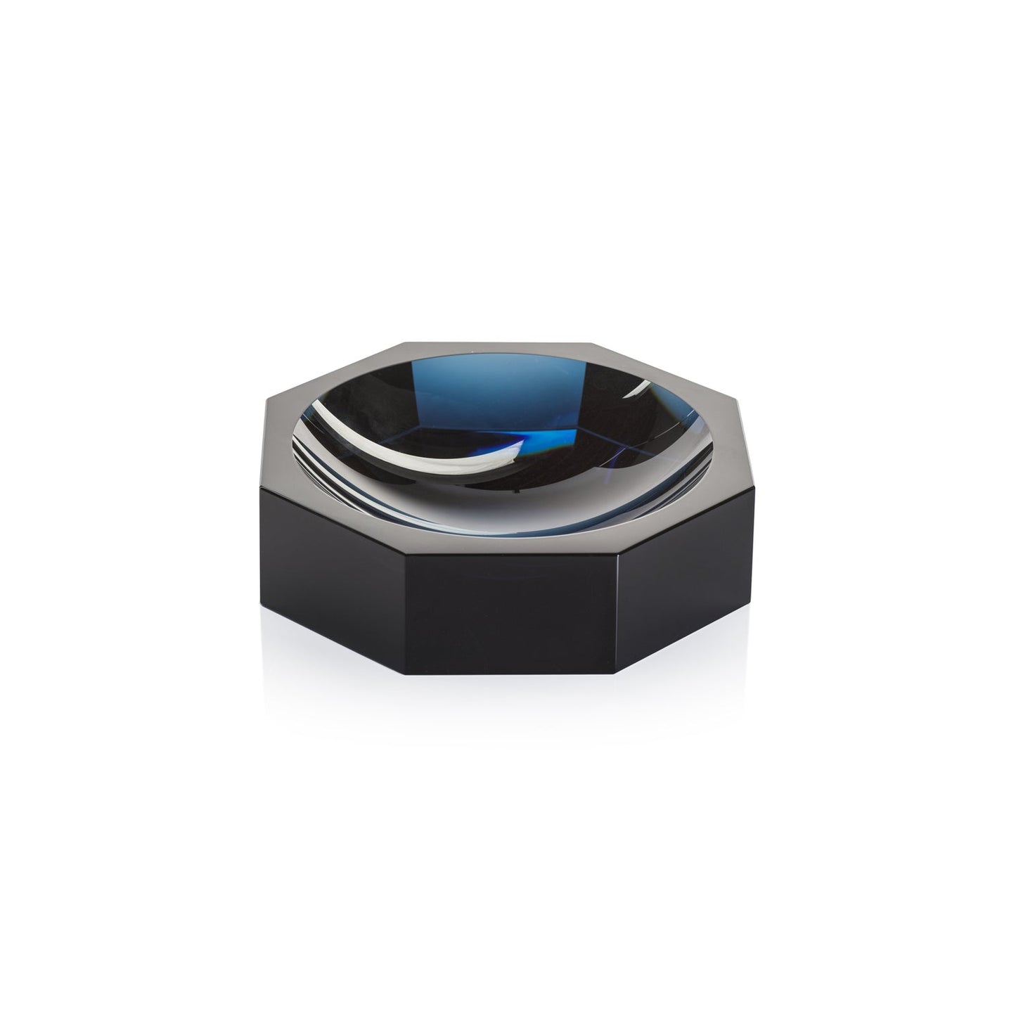 Glass Crystal Octagon Bowl - Deep Blue - Bowls by Carlyle Avenue