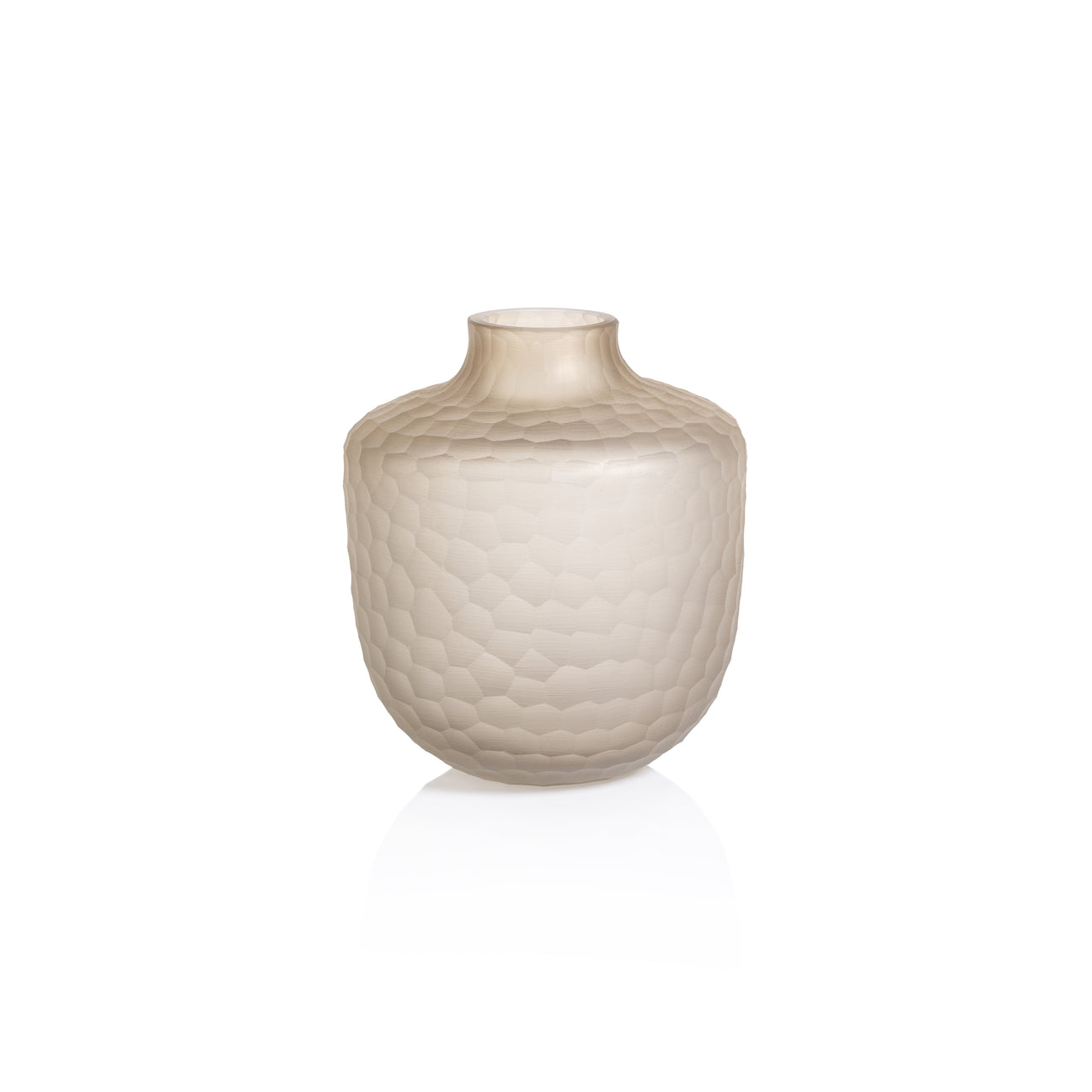 Arosa Cut Glass Frosted Vase - Taupe - Vases by Carlyle Avenue