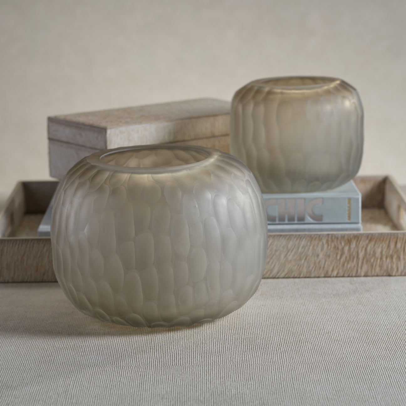 Vallées Cut Glass Vase - Taupe - Vases by Carlyle Avenue