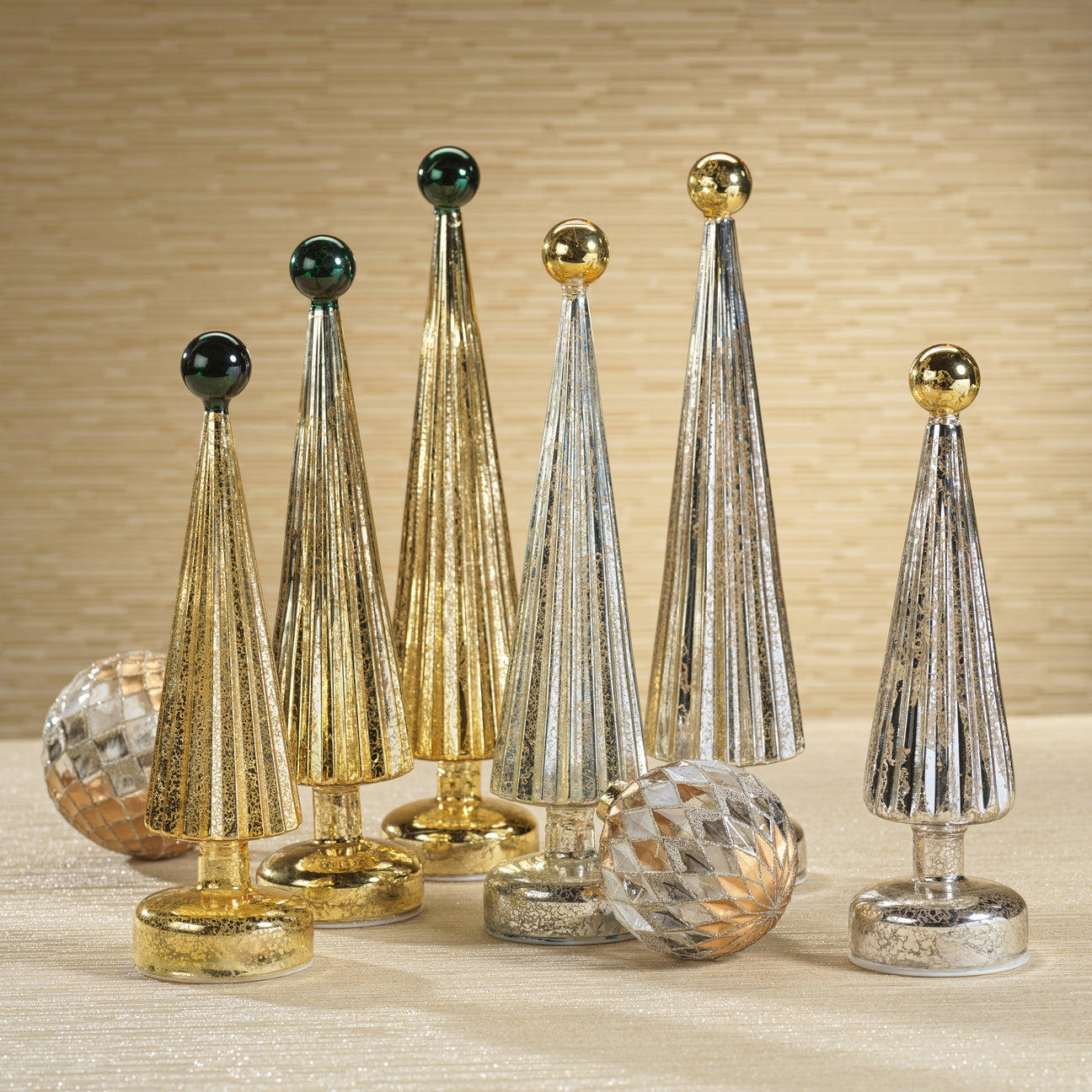 LED Tree with Globe Finial - Gold w/ Green - Christmas Trees by Carlyle Avenue