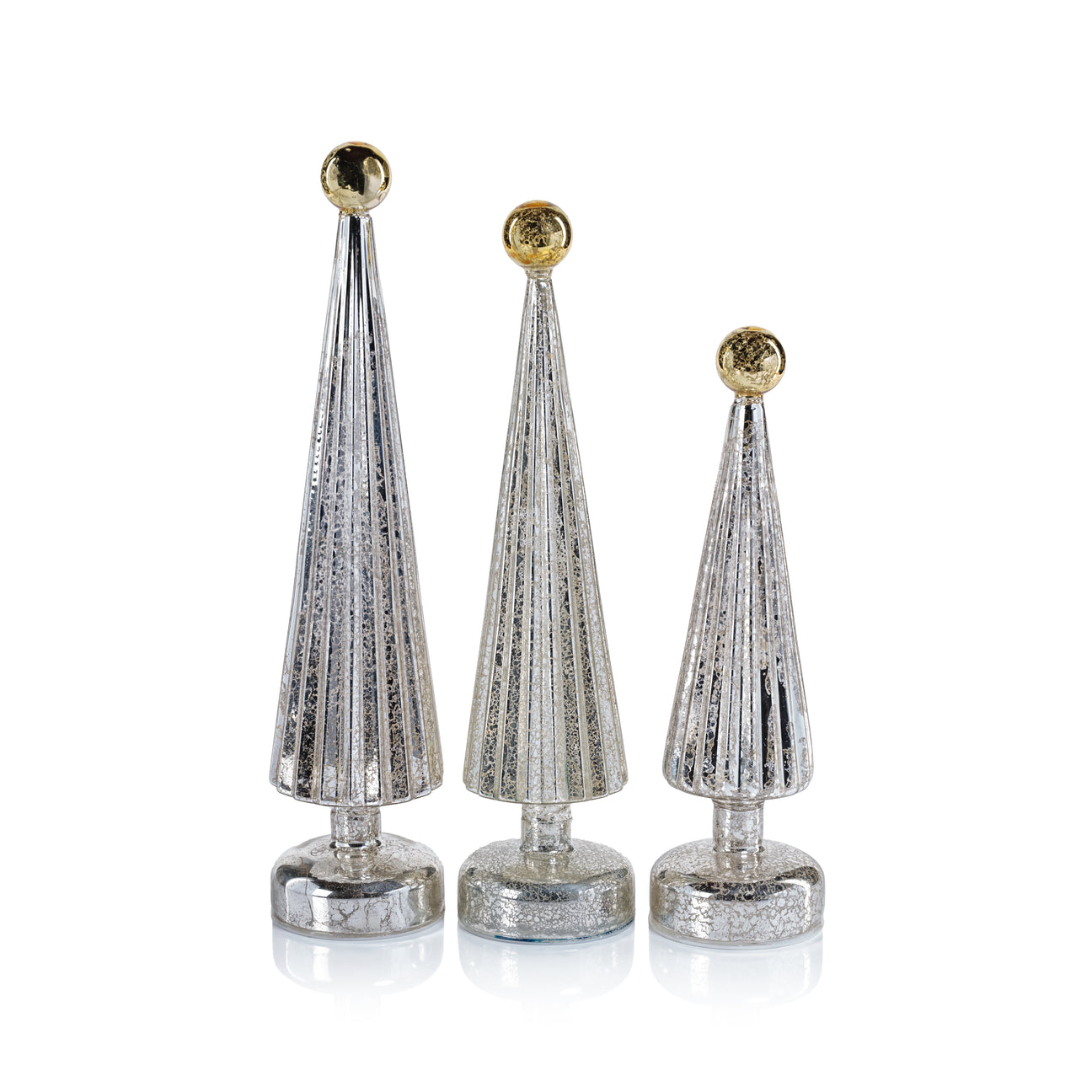 LED Tree with Globe Finial - Silver with Gold - Christmas Trees by Carlyle Avenue