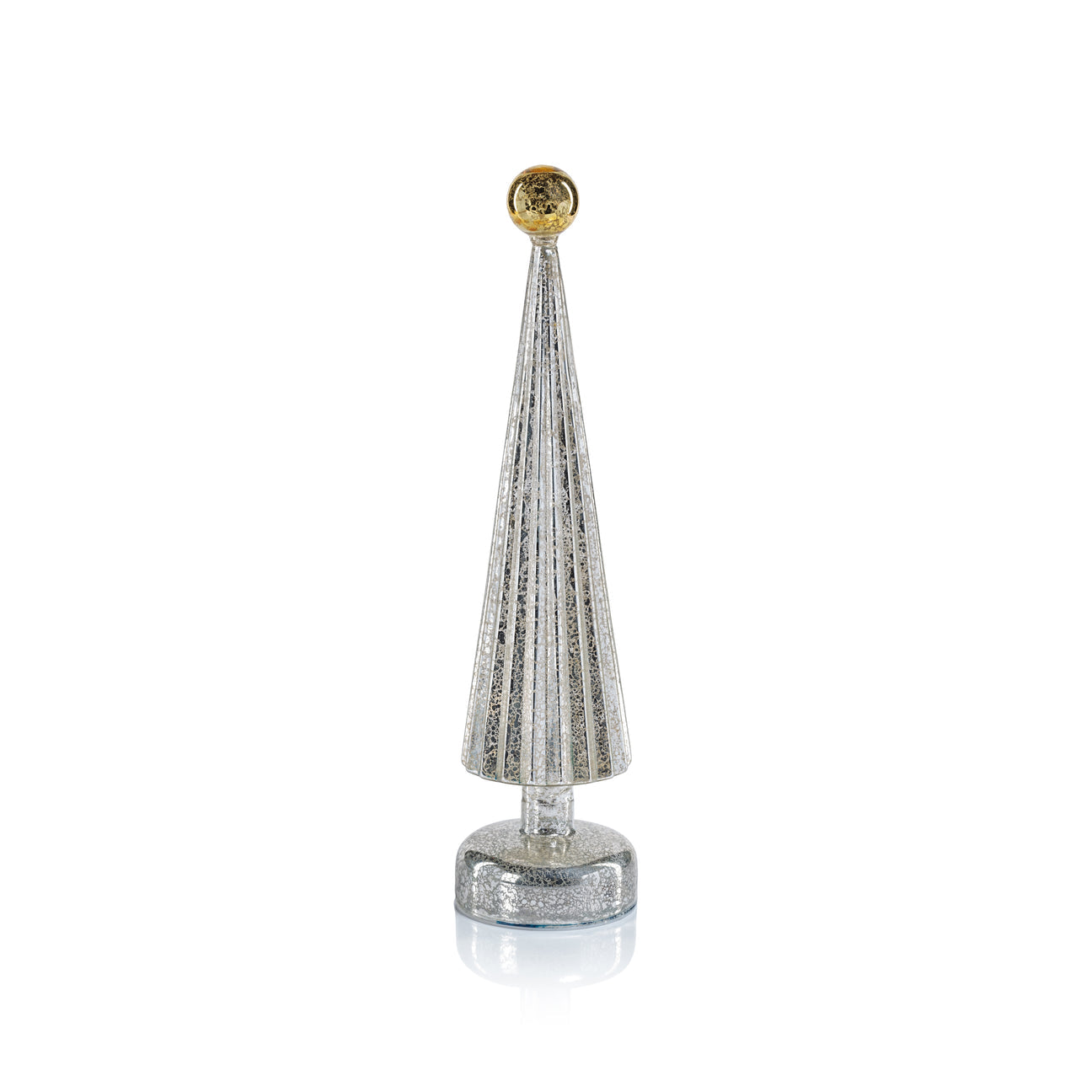 LED Tree with Globe Finial - Silver with Gold - Christmas Trees by Carlyle Avenue