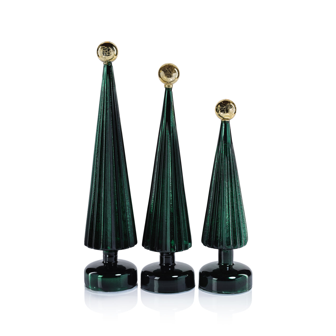 LED Tree with Globe Finial - Green w/ Gold - Christmas Trees by Carlyle Avenue