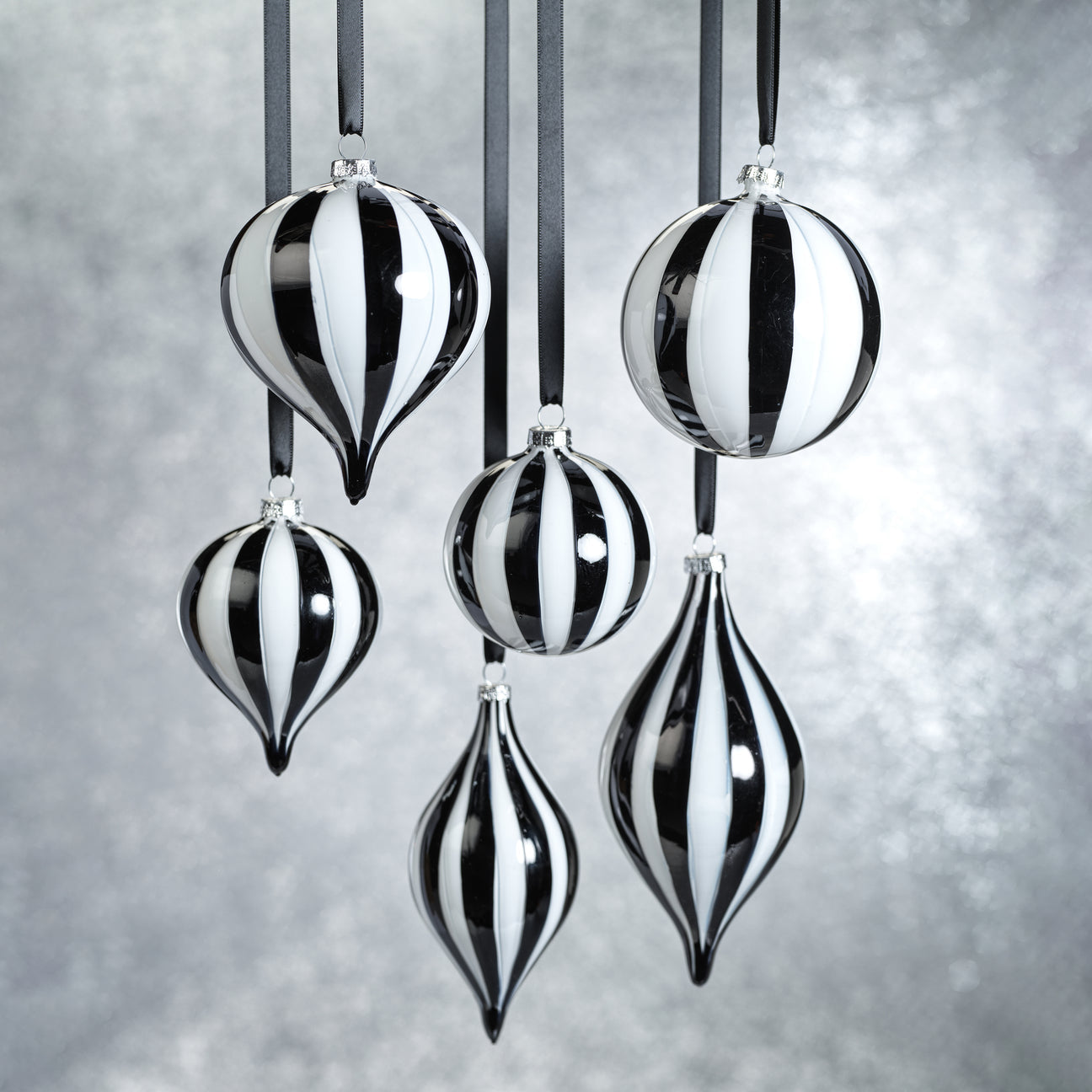 Twilight Stripe Glass Ornament - Set of 4 - Holiday Ornaments by Carlyle Avenue
