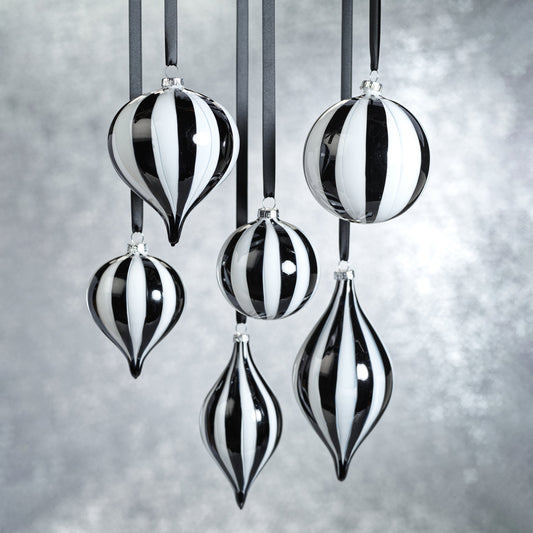 Twilight Stripe Glass Ornament - Set of 4 - Holiday Ornaments by Carlyle Avenue