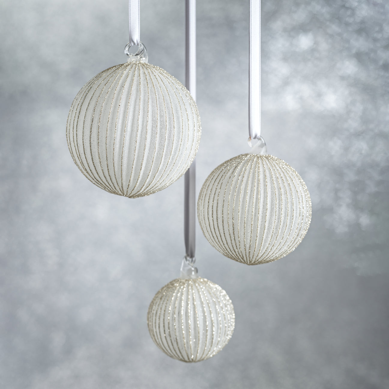 Shimmering Charm Glass Ornament - Silver - Ornaments by Carlyle Avenue