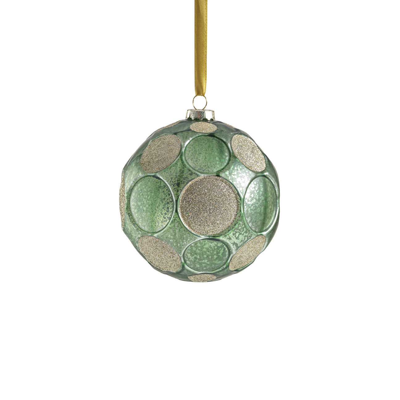 Matte Frosted Whisper Glass Ornament - Green & Gold - Ornaments by Carlyle Avenue