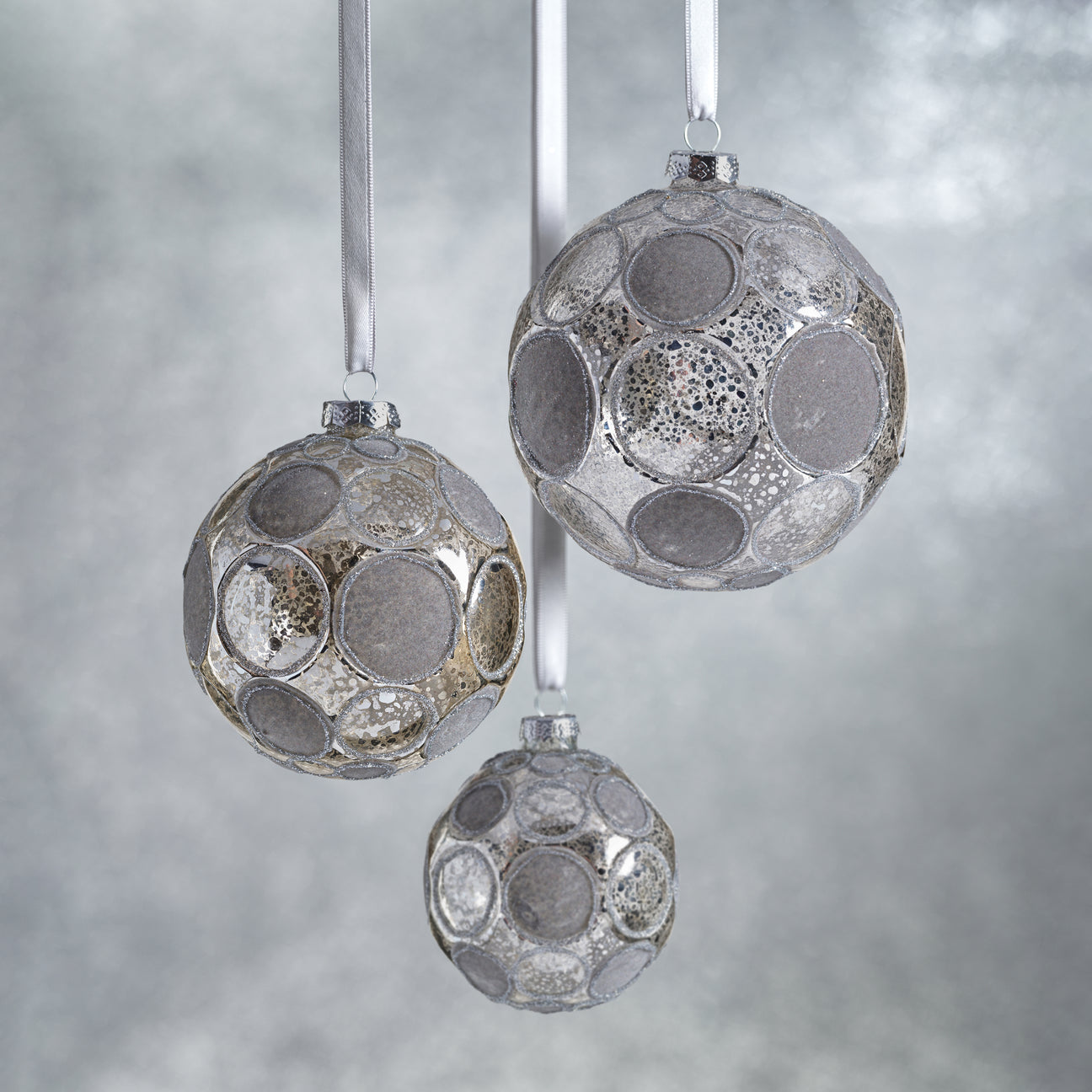 Matte Frosted Whisper Glass Ornament - Silver & Gray - Ornaments by Carlyle Avenue