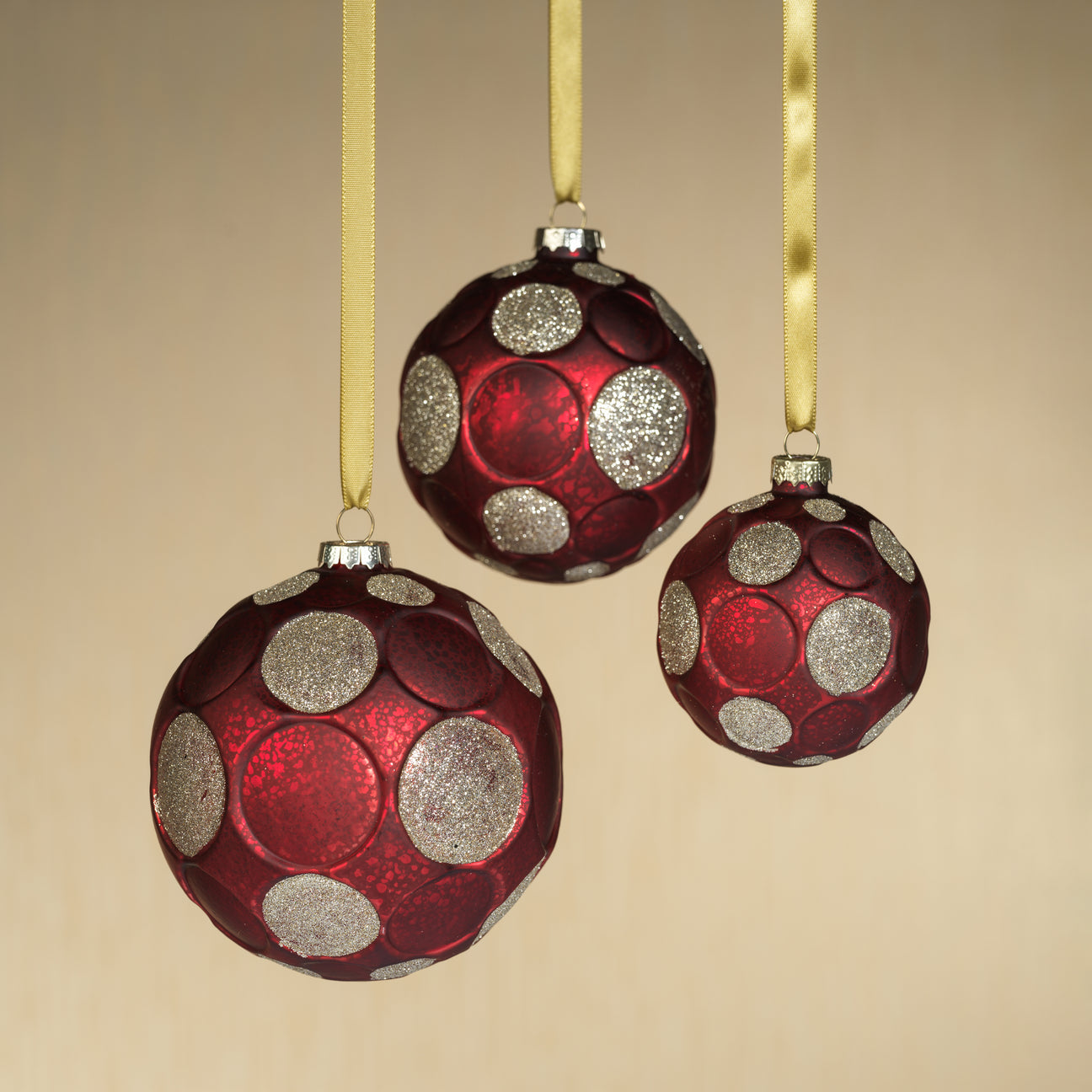 Matte Frosted Whisper Glass Ornament - Red & Gold - Ornaments by Carlyle Avenue