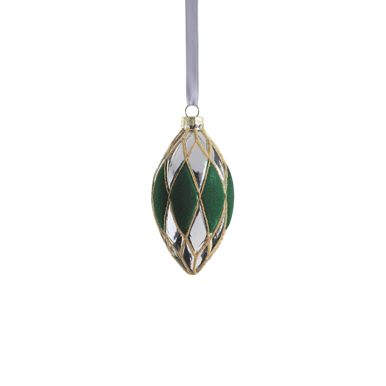 Venetian Verde Glass Ornament - Silver and Green - Ornaments by Carlyle Avenue