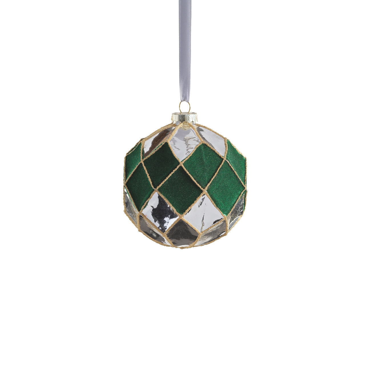 Venetian Verde Glass Ornament - Silver and Green - Ornaments by Carlyle Avenue