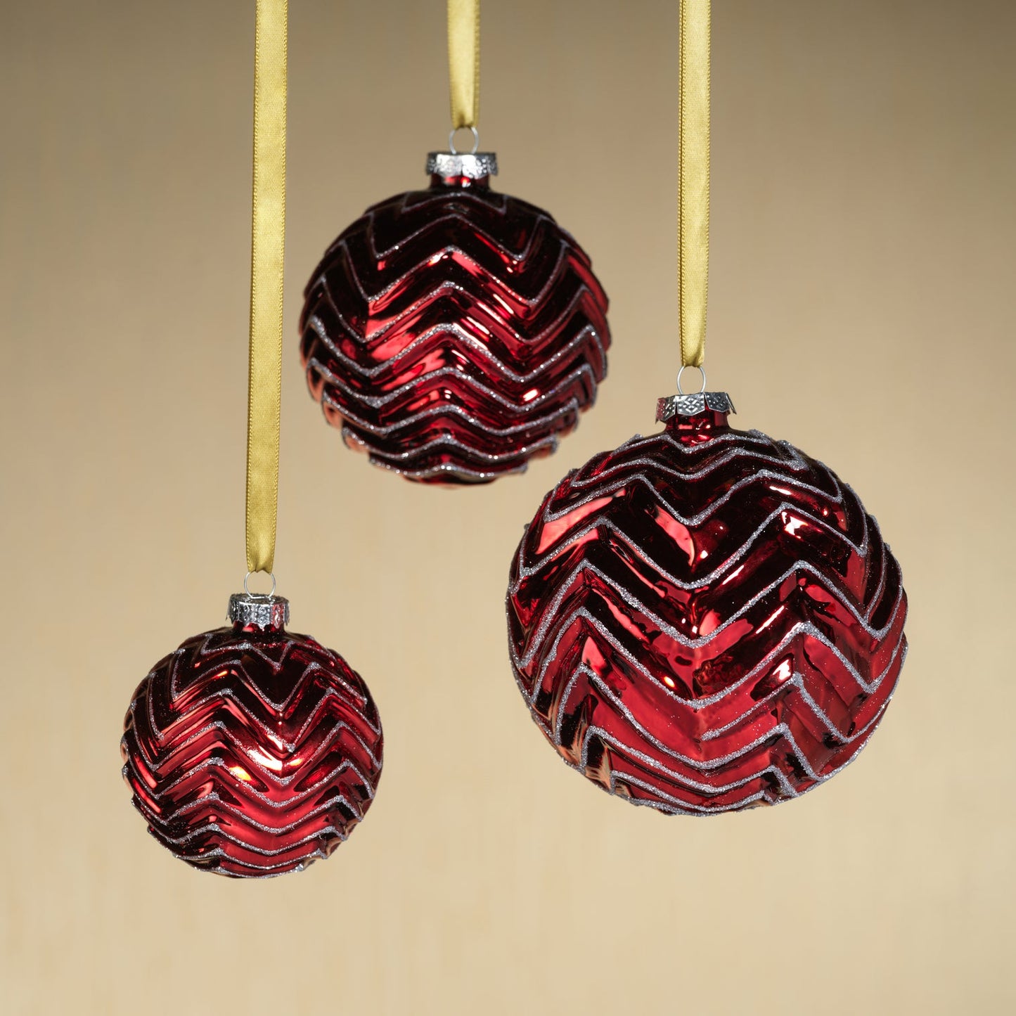 Metallic Spark Zigzag Ornament - Red - Ornaments by Carlyle Avenue