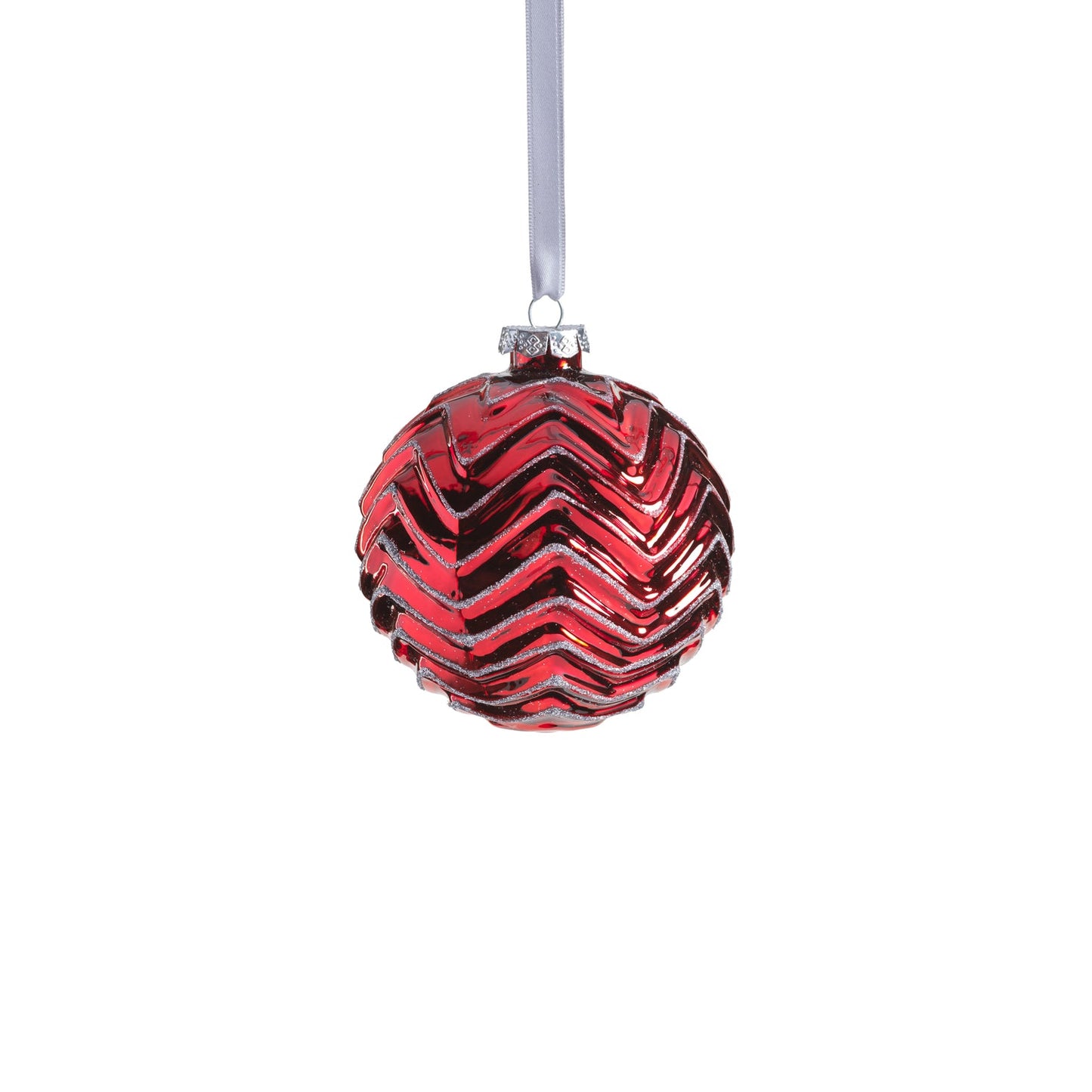 Metallic Spark Zigzag Ornament - Red - Ornaments by Carlyle Avenue