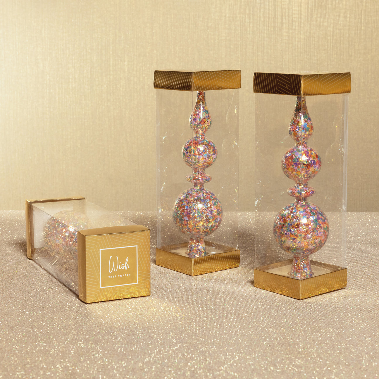 Multicolor Glass Sequin Design Boxed Tree Topper - Christmas Decor by Carlyle Avenue