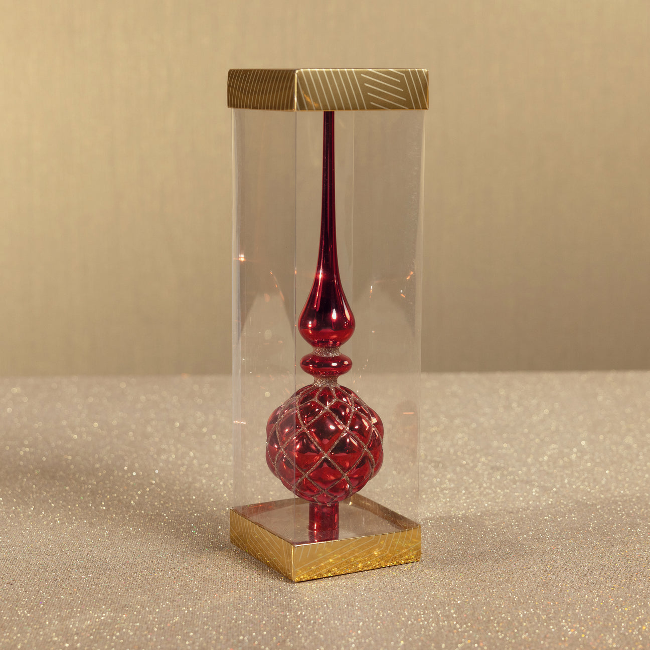 Dazzling Metallic Glass Tree Topper - Red - Christmas Decor by Carlyle Avenue