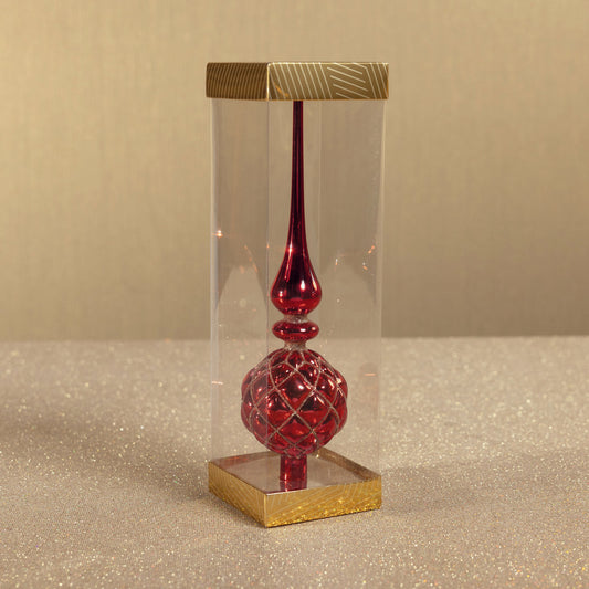 Dazzling Metallic Glass Tree Topper - Red - Christmas Decor by Carlyle Avenue