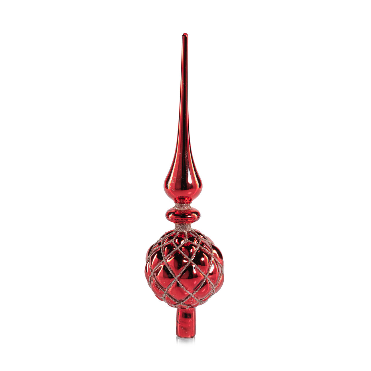 Dazzling Metallic Glass Tree Topper - Red - Christmas Decor by Carlyle Avenue