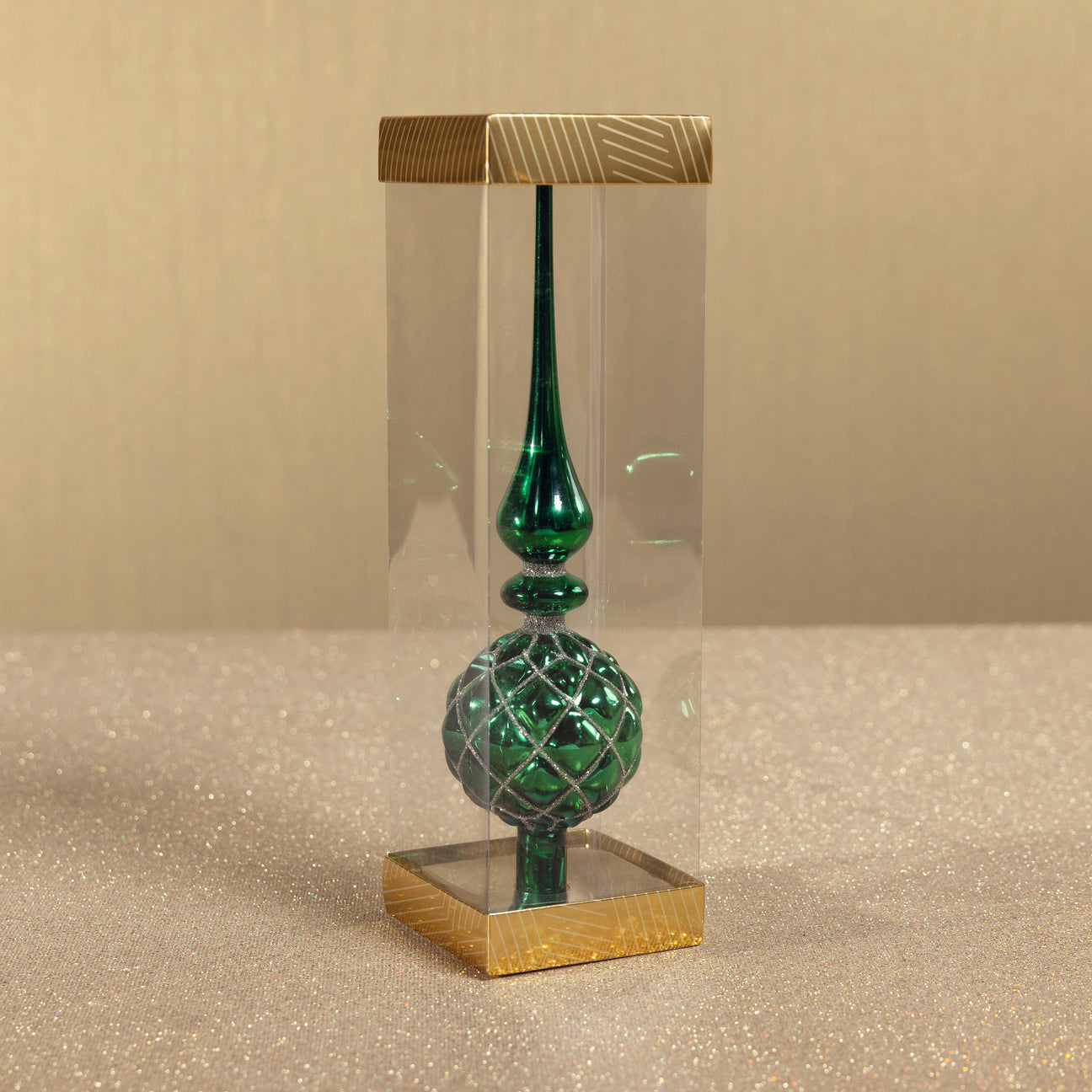 Dazzling Metallic Glass Tree Topper - Green - Christmas Decor by Carlyle Avenue