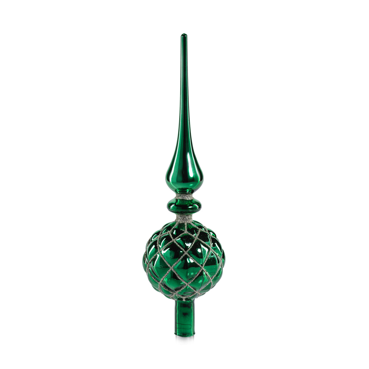 Dazzling Metallic Glass Tree Topper - Green - Christmas Decor by Carlyle Avenue