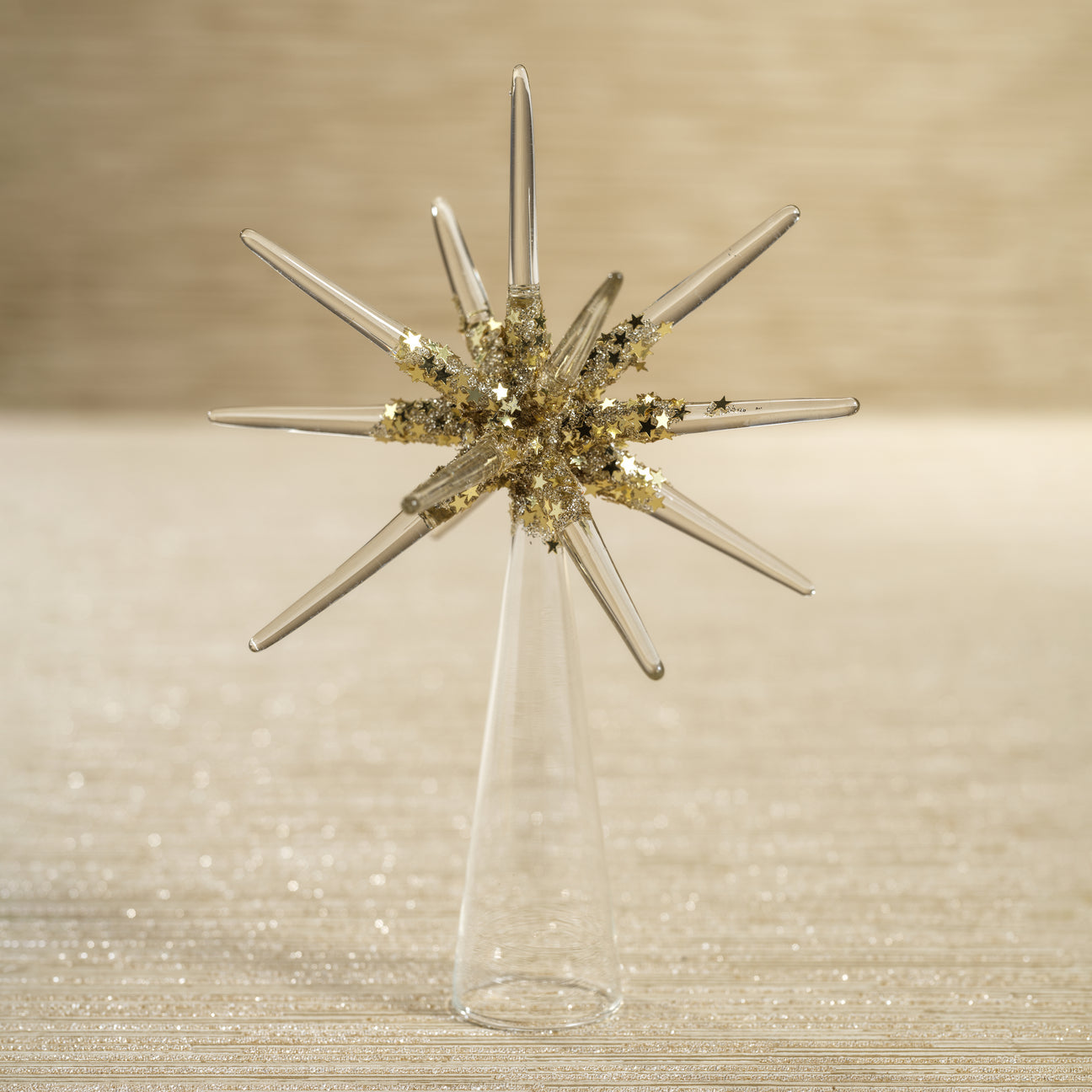 Starburst Glass Tree Topper - Clear and Gold - Christmas Decor by Carlyle Avenue