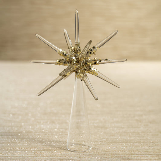 Starburst Glass Tree Topper - Clear and Gold - Christmas Decor by Carlyle Avenue