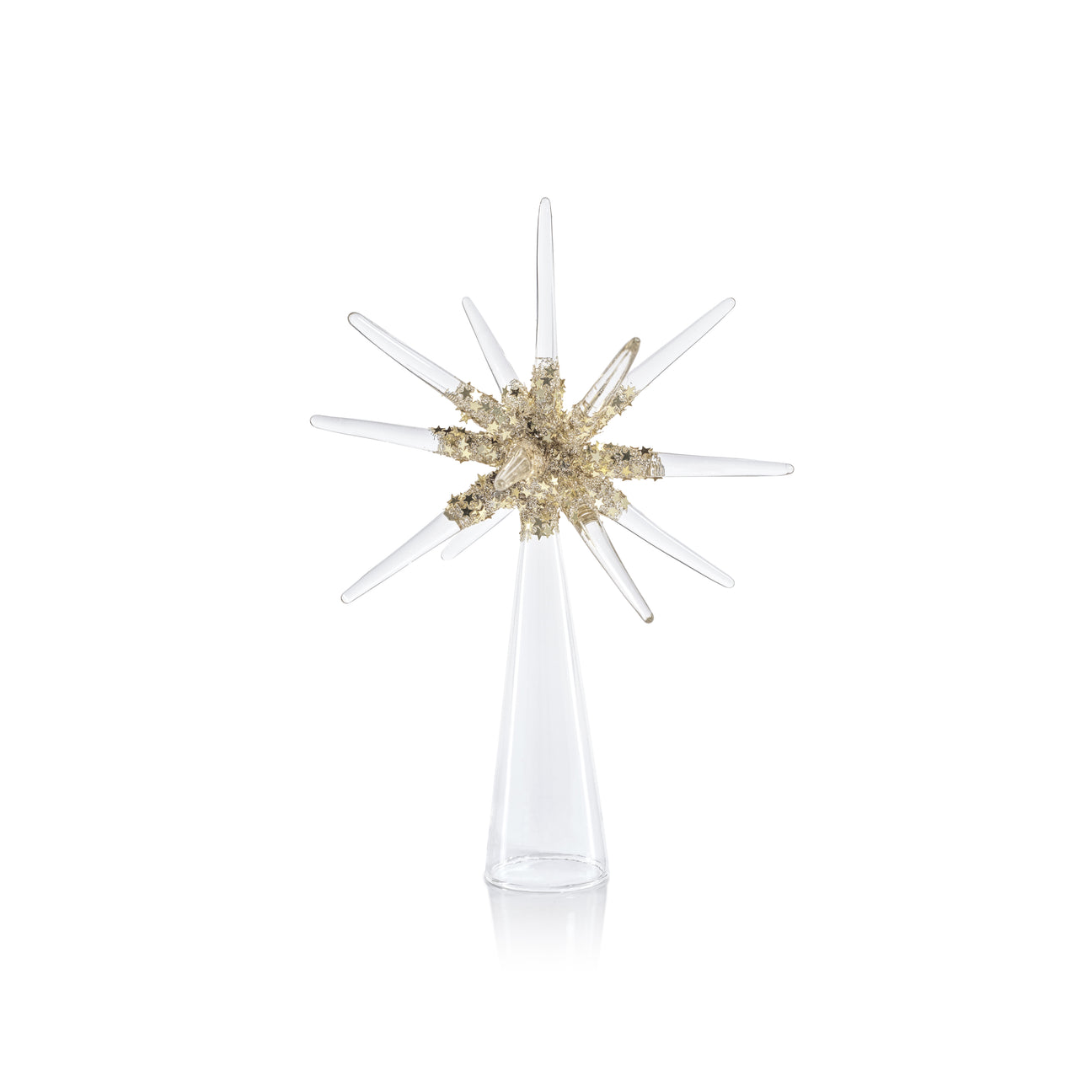 Starburst Glass Tree Topper - Clear and Gold - Christmas Decor by Carlyle Avenue