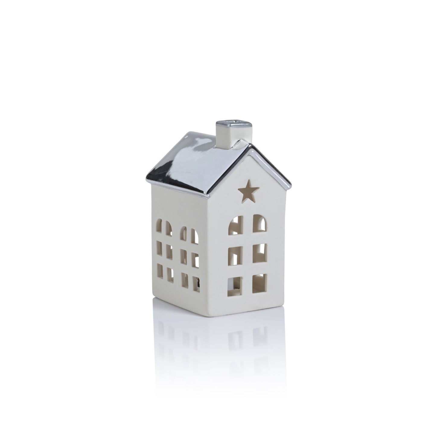 Porcelain LED House with Silver Roof - Christmas Decor by Carlyle Avenue