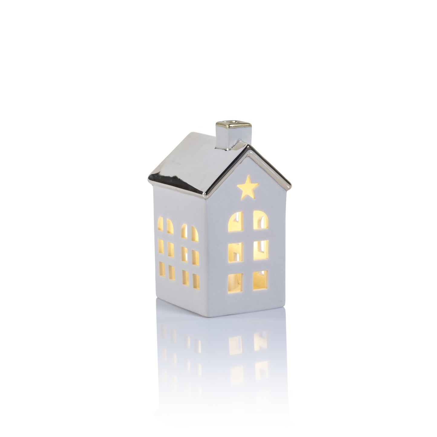 Porcelain LED House with Gold Roof - Christmas Decor by Carlyle Avenue